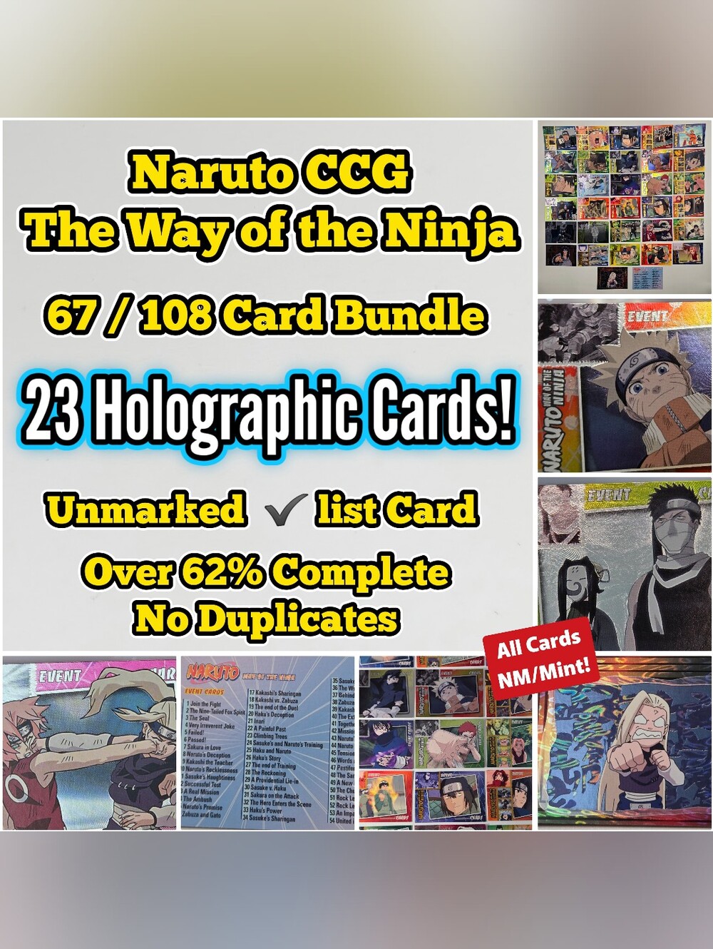 Vintage Naruto TCG Panini 67 Card Lot - Way of the Ninja (23 Holo Foil) NM/MINT